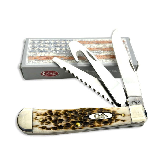 Vintage Case XX 00149 - Amber Peach Seed Jig Hunter Trapper (6354GS SS)