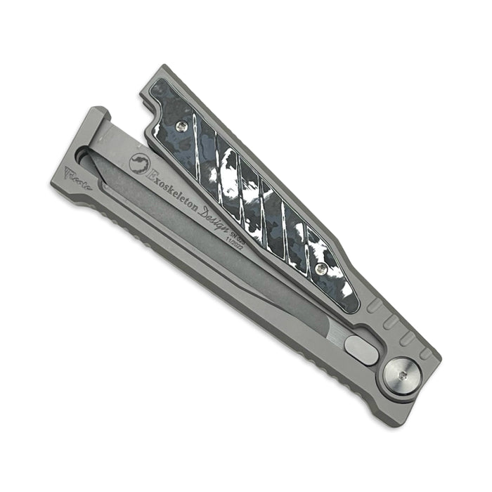 Reate EXO White Storm 6AL4V Titanium Bead Blast 3V Satin Finish Double Edge Gravity Knife