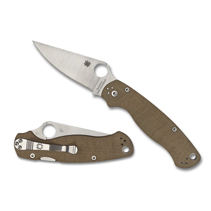 Spyderco C81MPCW2 - Para Military 2 Brown Canvas Micarta CPM CruWear Plainedge