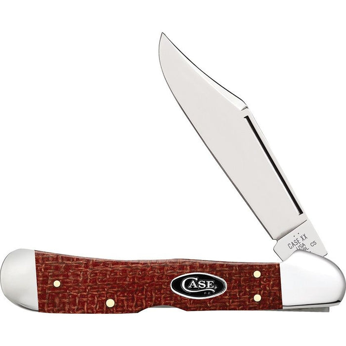 Case 12275 - Dark Red Burlap Micarta Smooth Copperlock