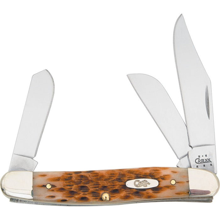 Case 00128 - Amber Bone Peach Seed Jig Large Stockman (6347 SS)