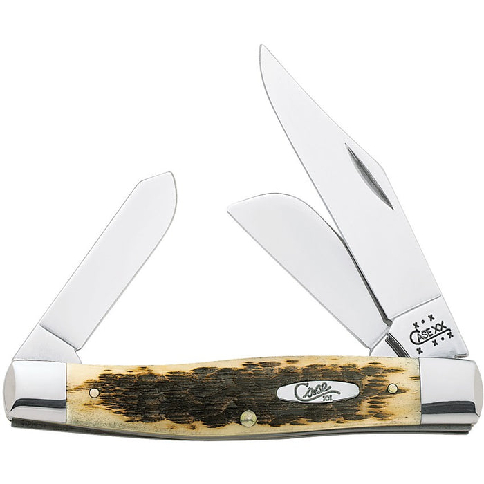 Case 00204 - Amber Bone Peach Seed Jig Large Stockman (6375 CS)