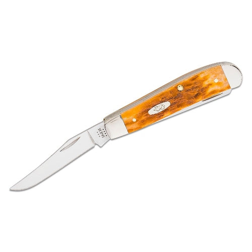 Case 26561 - Persimmon Orange Bone Peach Seed Jig Mini Trapper (6207 SS)
