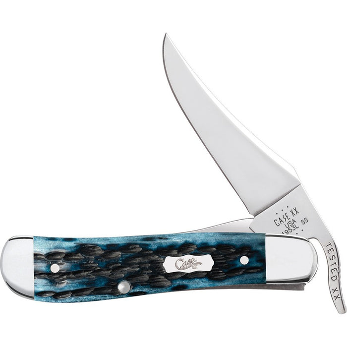 Case 51859 - Pocket Worn Mediterranean Blue Jigged Bone Russlock