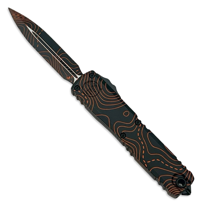 Microtech 11224-1TPBKORCS - Ultratech D/E Gen IV Signature Series Topographic Black/Orange Camo Standard