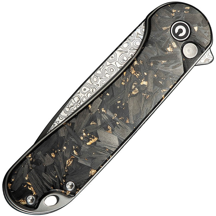 Civivi C18062P-10 - Elementum II Gold Shredded Resin Carbon Fiber Damascus Button Lock