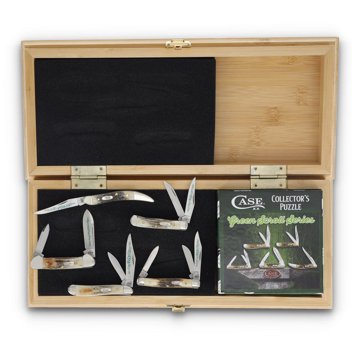 Case Stag Green Scroll Set w/ Puzzle