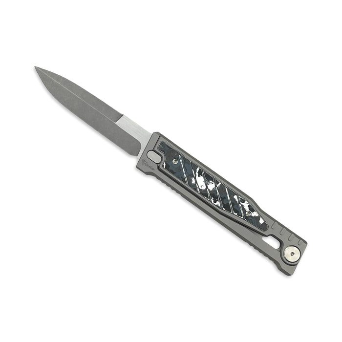 Reate EXO White Storm 6AL4V Titanium Bead Blast 3V Satin Finish Double Edge Gravity Knife