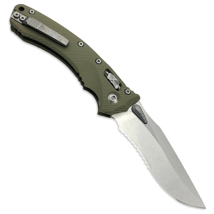 Microtech 137RL-11FLGTOD - Amphibian RAM-LOK S/E Fluted G10 OD Green Stonewash P/S