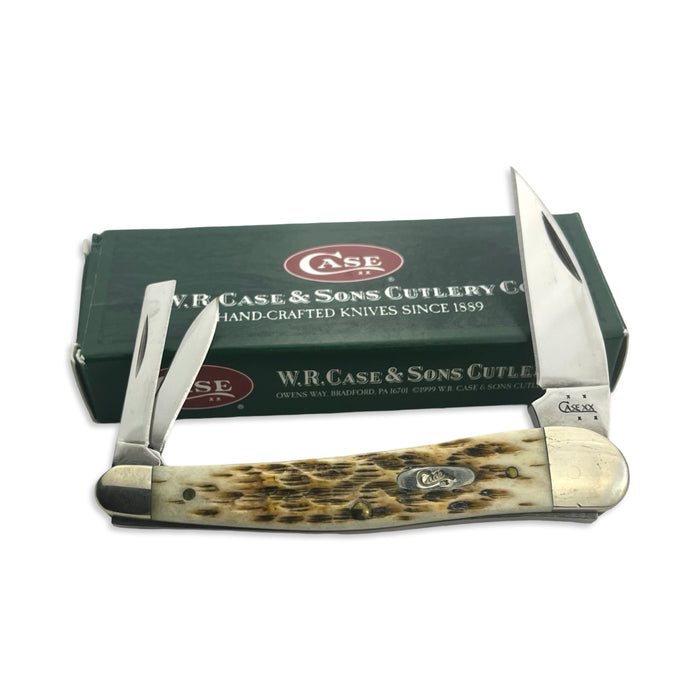 Vintage Case XX 00014 - Amber Bone Peach Seed Jig Seahorse Whittler (6355WH SS)