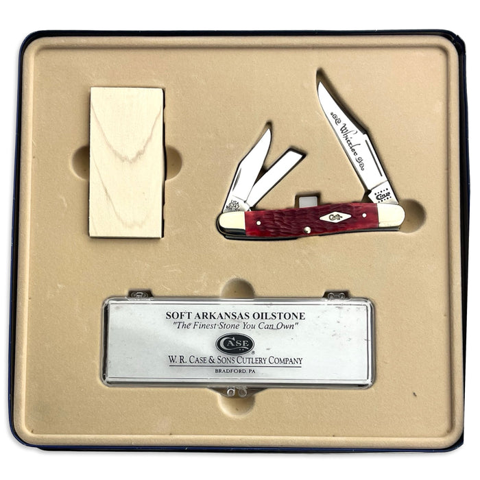 Vintage Case XX 06029 - Red Bone Whittler Set w/ Stone (6347WH SS)