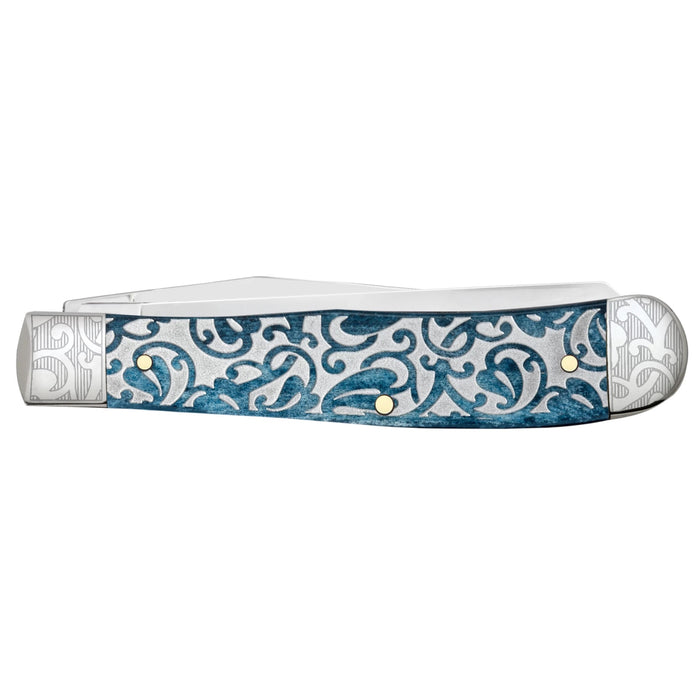 Case 10750 - Embellished Ivy Mediterranean Blue Bone Smooth Trapper (6254 SS)