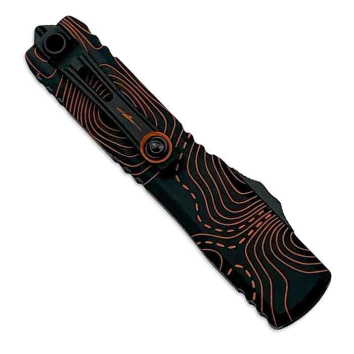 Microtech 11224-1TPBKORCS - Ultratech D/E Gen IV Signature Series Topographic Black/Orange Camo Standard
