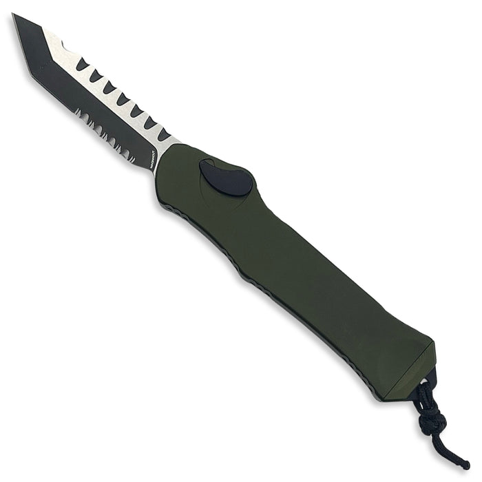 Heretic H006-11B-GRN - Hydra Tanto 2-Tone DLC Partially Serrated OD Green