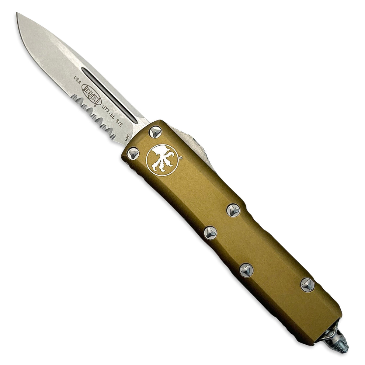 Microtech 23111TA UTX85 S/E Tan Stonewash Partially Serrated
