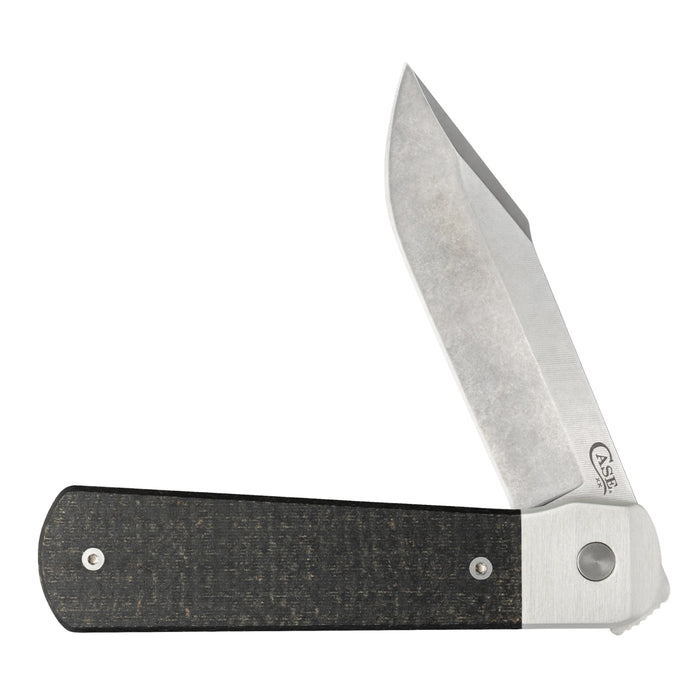 Case 50910 - Smooth Black Burlap Micarta Longhouse (LONGHOUSE CPM 20CV)