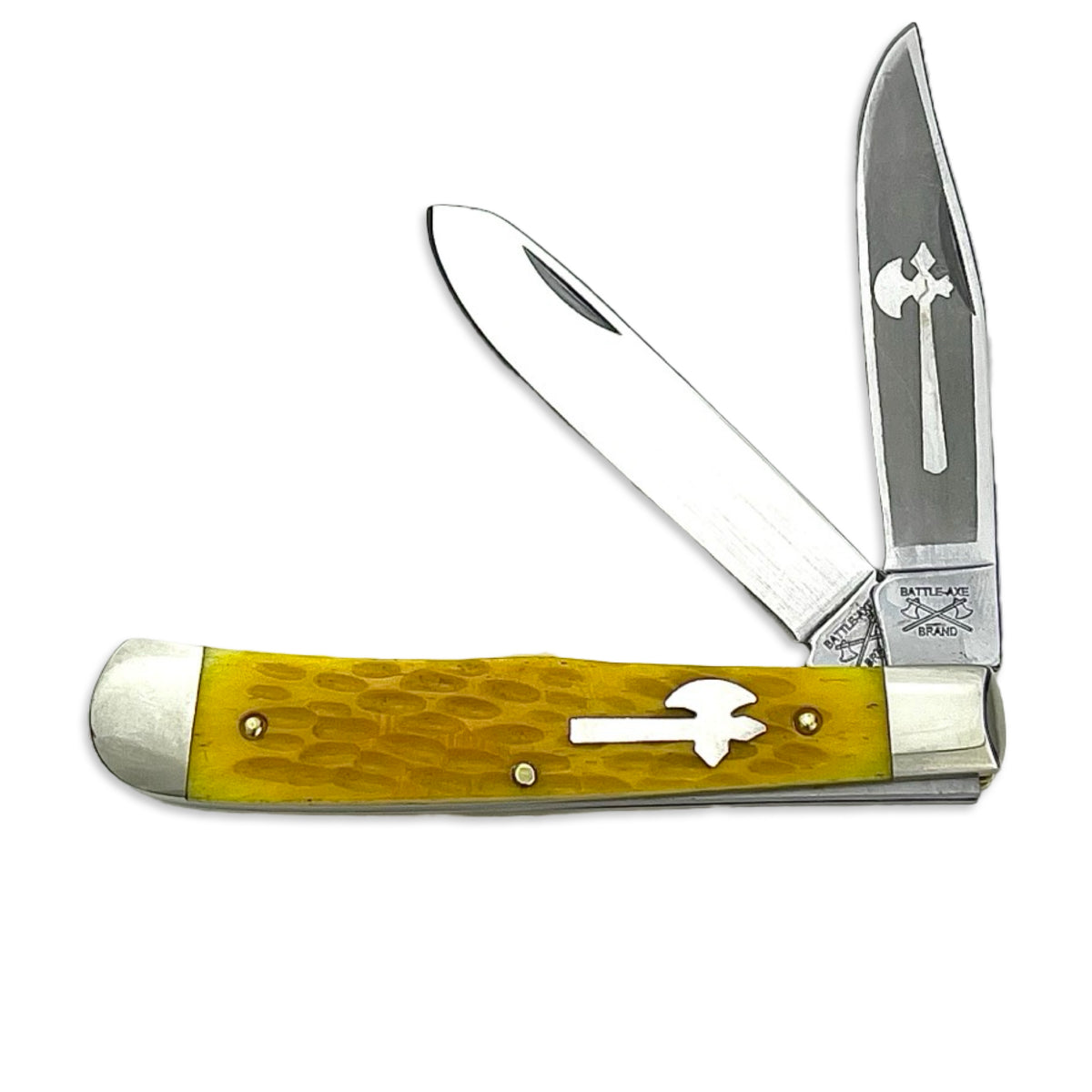 Battle Axe 5219YJB - Yellow Jigged Bone Trapper — Eagle Valley Cutlery