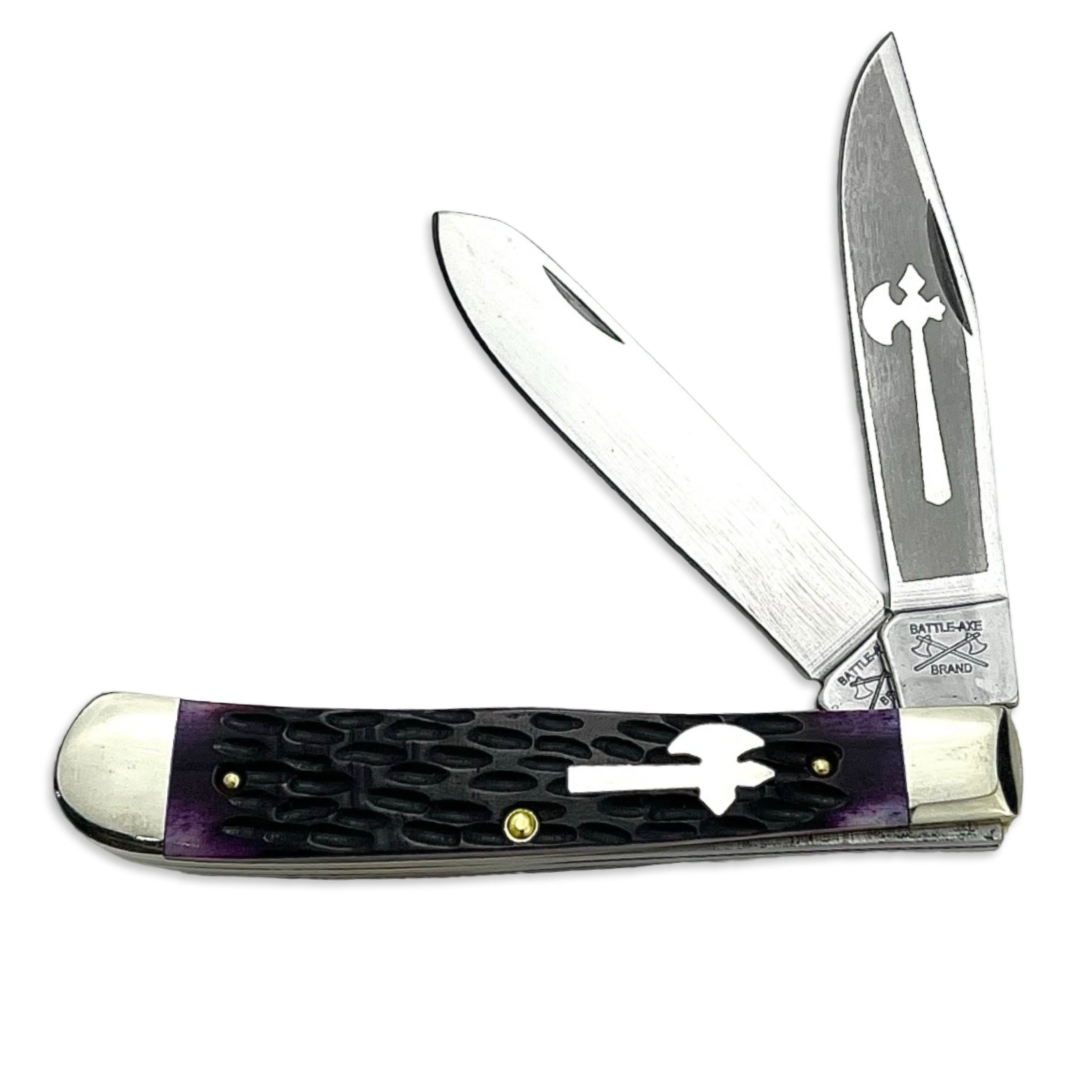 Battle Axe 5219PJB - Purple Jigged Bone Trapper — Eagle Valley Cutlery