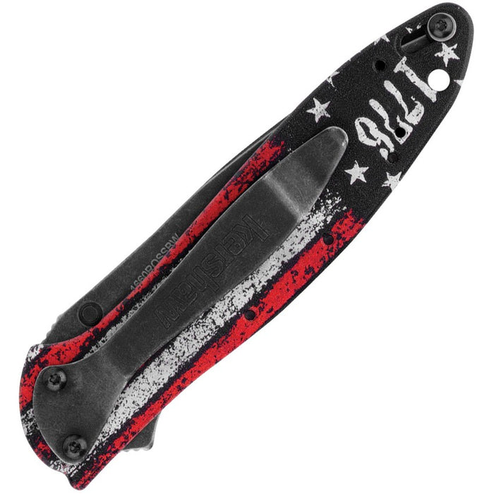 Kershaw Leek 1776 Flag Black Wash