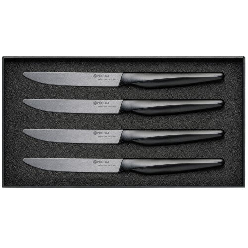 Kyocera 4pc Micro Serrated Black Ceramic Steak Knife Set