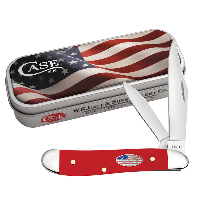 Case Smooth Red Synthetic American Flag Peanut Gift Tin Set