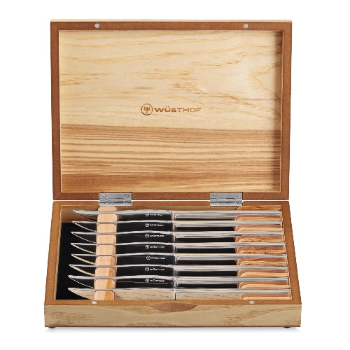Wusthof Stainless Eight Piece Steak Knife Set In Olivewood Chest