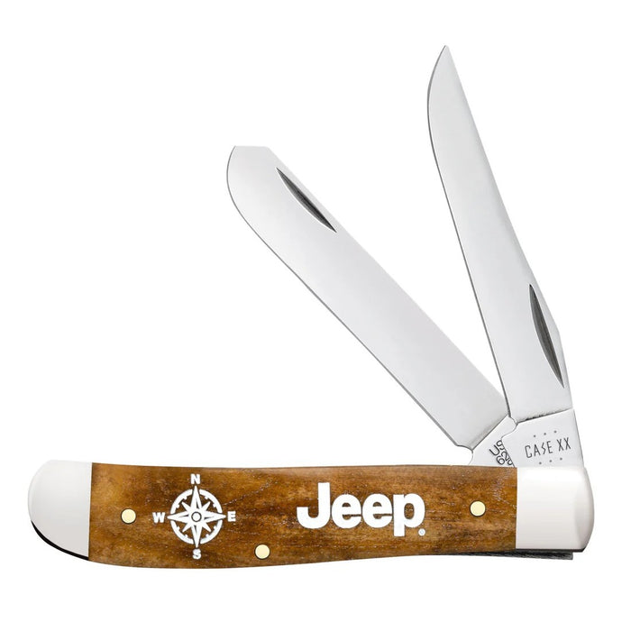 Case 27012 - Jeep Embellished Smooth Antique Bone Mini Trapper
