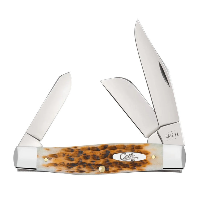 Case 10724 - Amber Bone Peach Seed Jig Large Stockman (6375 SS)
