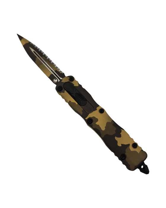 Microtech 225-3 GCS-Z4 - Dirac D/E Gold Camo Full Serrated