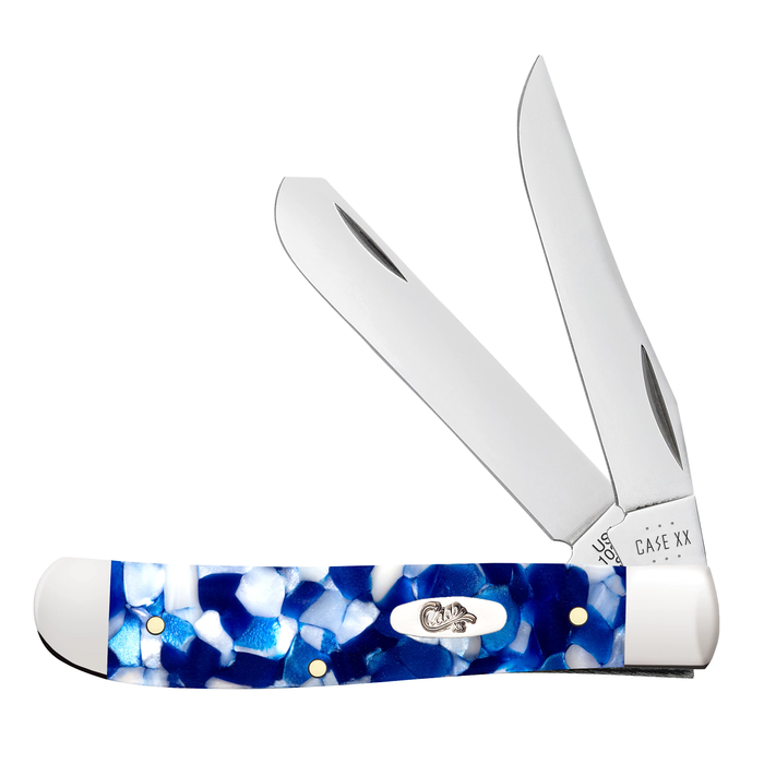 Case 50725 - Blue Crackle Kirinite Smooth Mini Trapper (10207 SS)