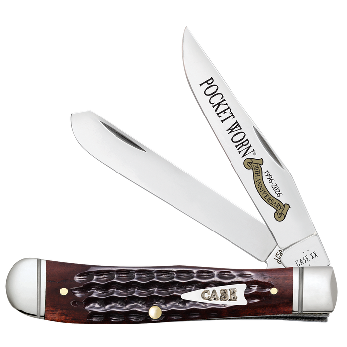 Case 55231 - Pocket Worn Mahogany Bone Corn Cob Jig Mini  Trapper (6207 SS) Fluted