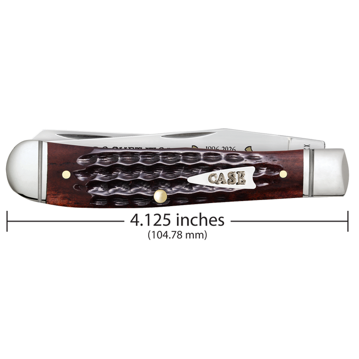 Case 55231 - Pocket Worn Mahogany Bone Corn Cob Jig Mini  Trapper (6207 SS) Fluted