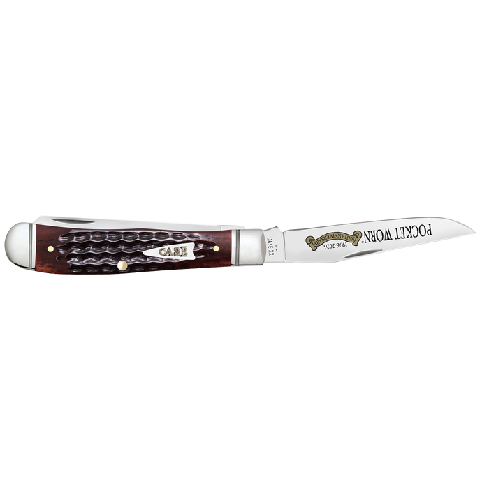 Case 55231 - Pocket Worn Mahogany Bone Corn Cob Jig Mini  Trapper (6207 SS) Fluted