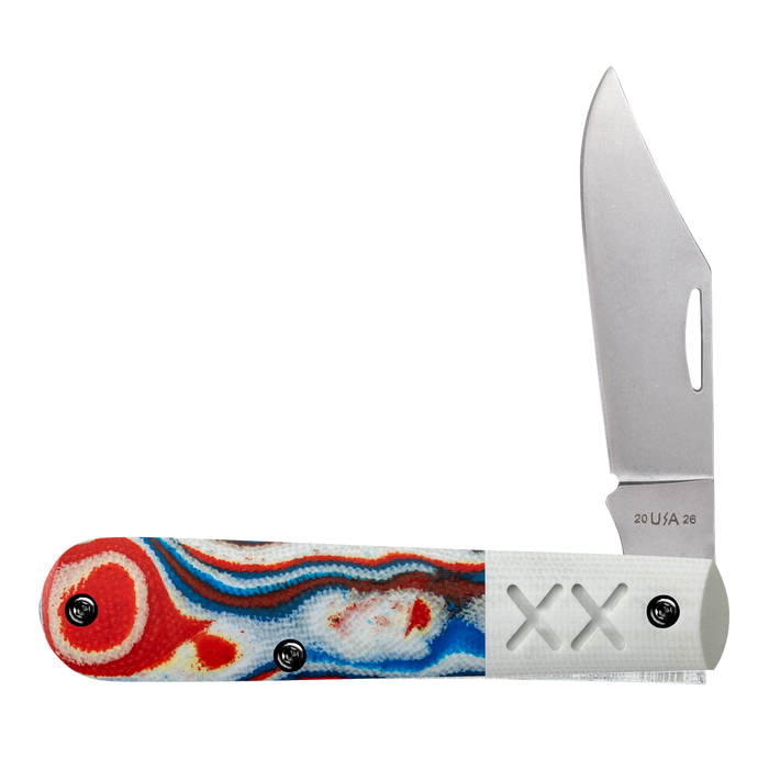 Case 53164 - Red/White/Blue Burl W/White G-10 Smooth XR  Barlow (XR101009 1/2 S35VN)