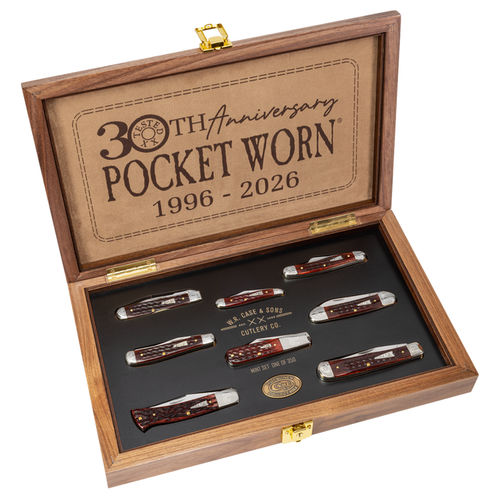 Case 55238 - Pocket Worn 30th Anniversary Mahogany Bone Corn Cob Jig Mint Set