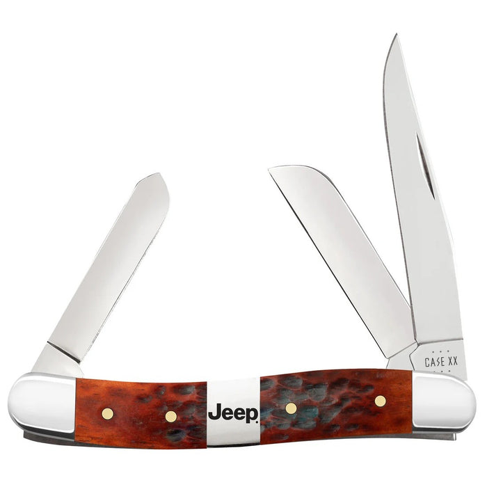 Case 27010 - Jeep Peach Seed Jig Chestnut Bone Medium Stockman w/ Embellished Center Bolster