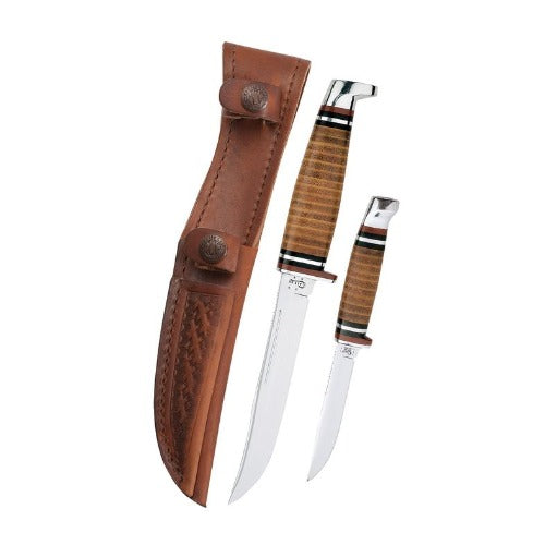 Case Leather Hunter - Two - Knife Hunting Set (#00379 & #00381) with Sheath