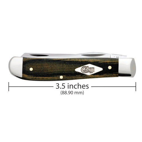 Case 23472  Black/Green Natural Canvas Micarta Smooth Mini Trapper