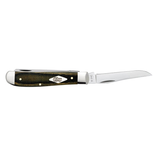 Case 23472  Black/Green Natural Canvas Micarta Smooth Mini Trapper