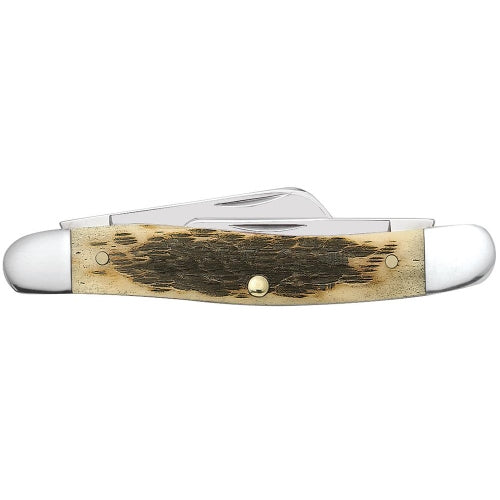 Case 39 - Amber Bone Peach Seed Jig Medium Stockman