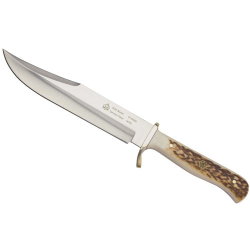 Puma SGB Bowie Stag Handle Hunting Knife with Leather Sheath